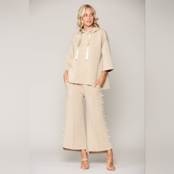 NEW Joh Apparel french scuba pearl long pant peacock tan beige cream XL wide - Picture 12 of 12